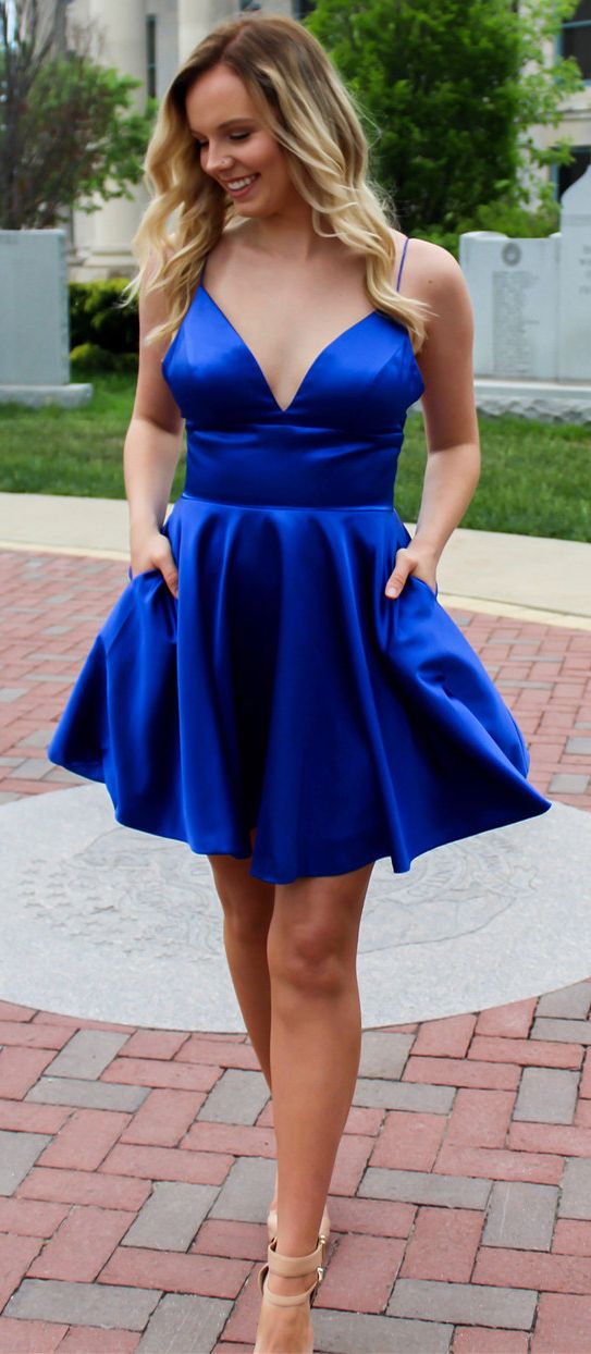 Royal Blue Homecoming Dress, Short Prom Dress ,Winter Formal Dress, Pa –  Promcoming