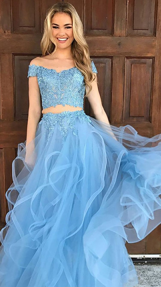 Two Pieces Prom Dress , Formal Ball Dress, Evening Dress, Dance Dresses, School Party Gown, PC0918