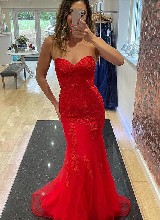 Red Mermaid Prom Dress 2023 Prom Dresses Winter Formal Dress Pageant Dance Dresses Back To School Party Gown, PC1013