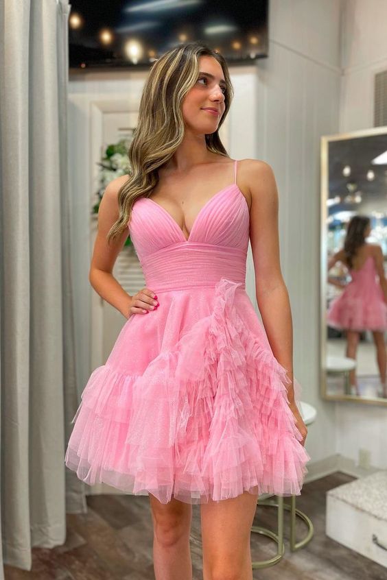 2023 A-line Sparkly Tulle Homecoming Dresses PC1133