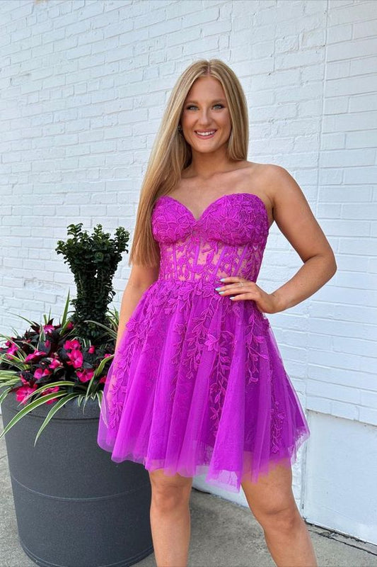 2023 Sweetheart Lace Homecoming Dresses PC1130