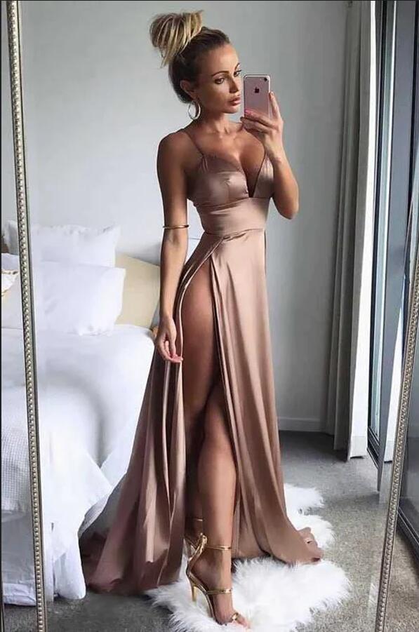 Sexy Prom Dress Slit Skirt, Formal Dress, Evening Gown, Party Dresses PC1101