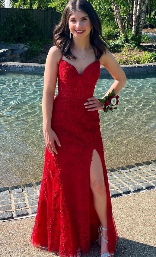 2023 Red Prom Dresses Long ,Hocoming Dresses, Party Dresses PC1102