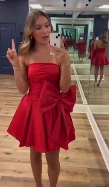 Strapless Red Homecoming Dress PC1139