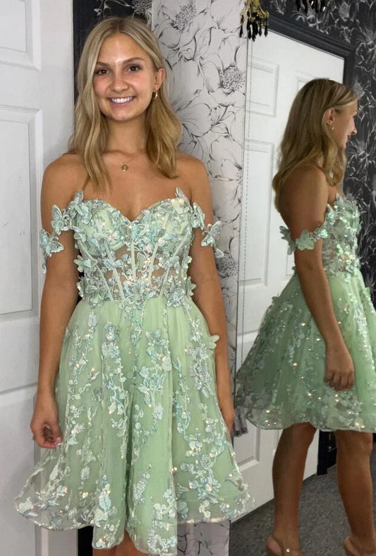 Off the Shoulder Homecoming Dresses PC1154