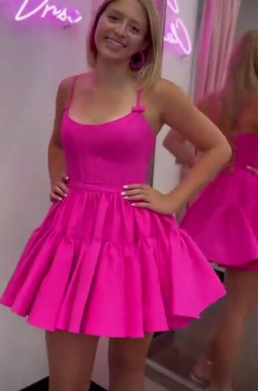 Straps Tiered Short Homecoming Dress PC1178