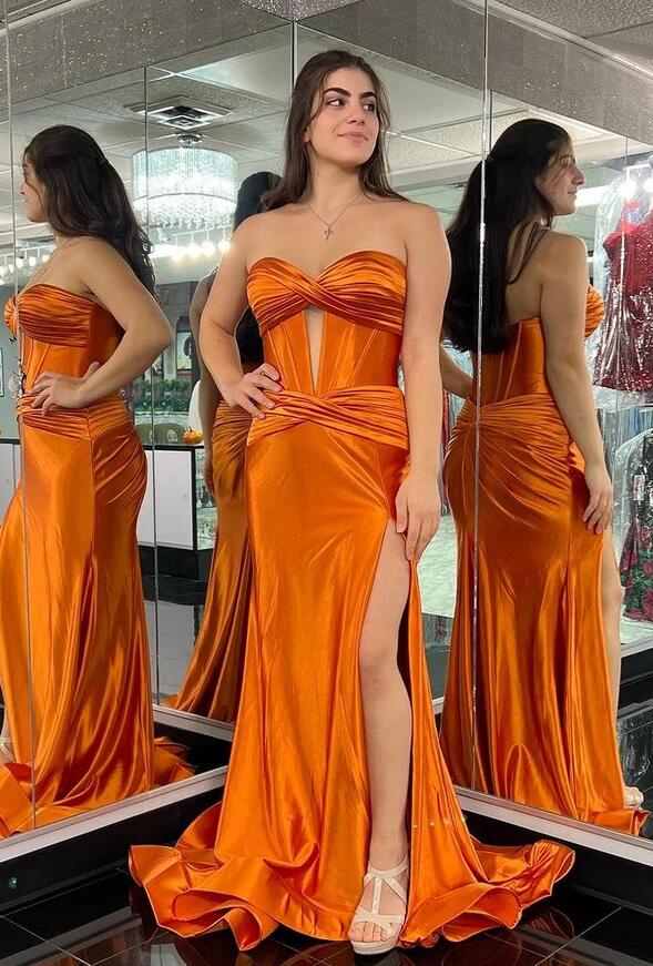Unique Strapless Long Prom Dress with Slit  PC1202