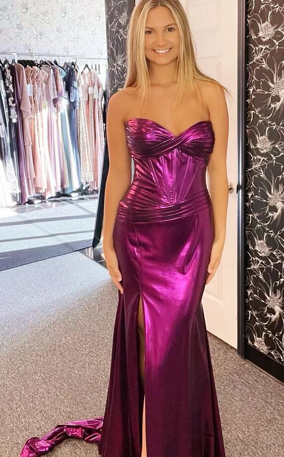 Strapless Mermaid Long Prom Dress with Slit PC1203