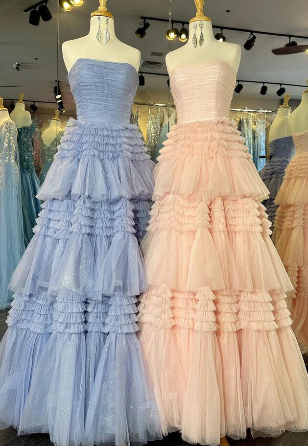 Strapless Ball Gown Prom Dress with Ruffle Skirt PC1209