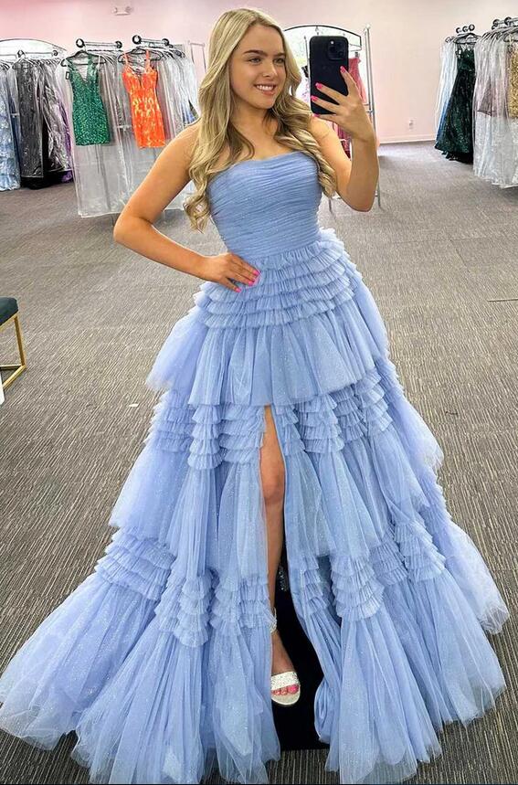 Strapless Ball Gown Prom Dress with Ruffle Skirt PC1209