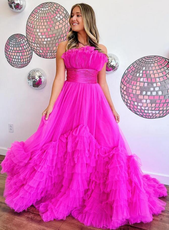 Strapless Ball Gown Prom Dress with Ruffle Skirt PC1211