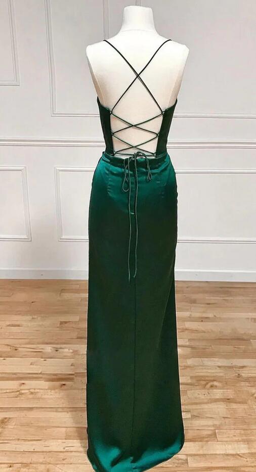 Straps Mermaid Long Prom Dress with Slit PC1212