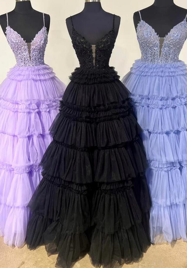 Tulle Long Prom Dress with Lace Top PC1219