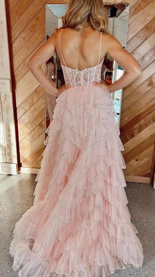 Tulle Long Prom Dress with Lace and Beading PC12120