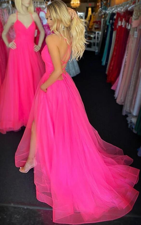 Straps Tulle Long Prom Dress PC1240