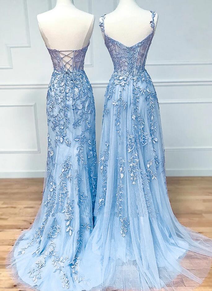 2024 Leaf Lace Prom Dresses Long  PC1243