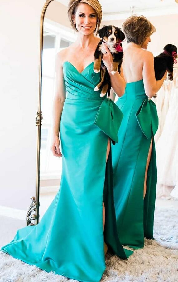 Strapless Mermaid Long Prom Dress with Bow PC1257