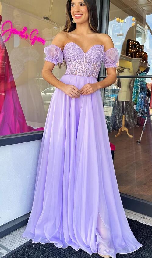 Strapless Chiffon Long Prom Dress with Leaf Lace Top PC1263