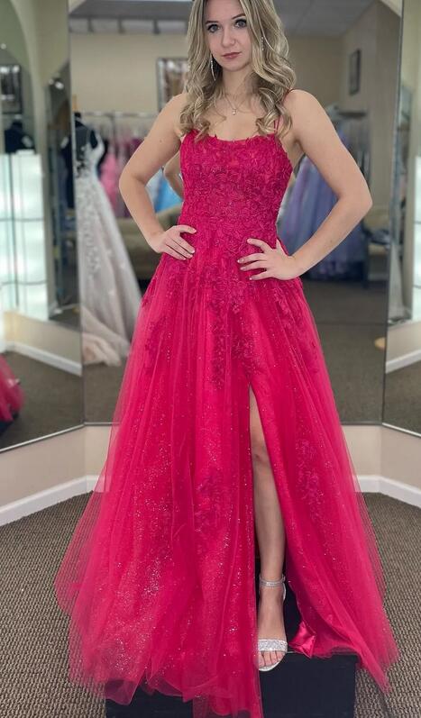 Straps Long Prom Dress with Lace and Beading PC1265