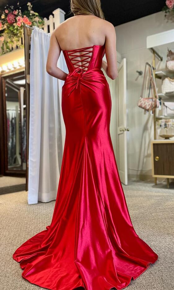 Strapless Satin Mermaid Long Prom Dress  PC1285