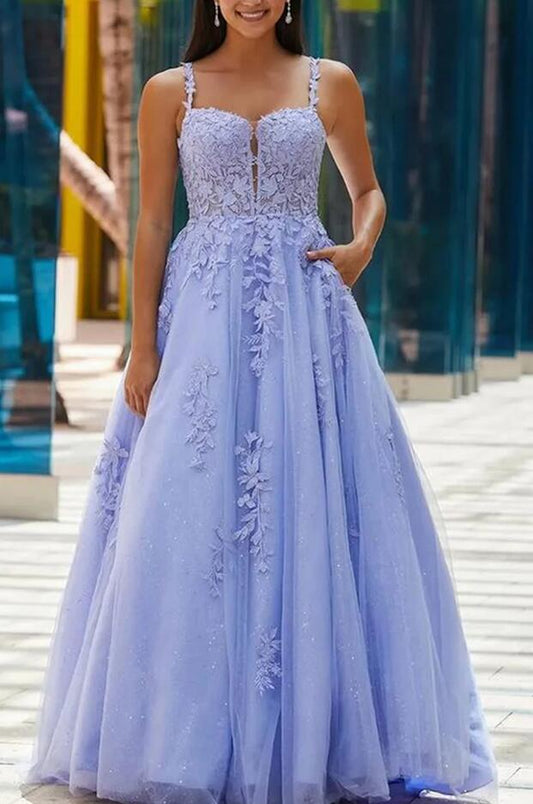 Sparkly Long Prom Dress with Leaf Lace PC1292