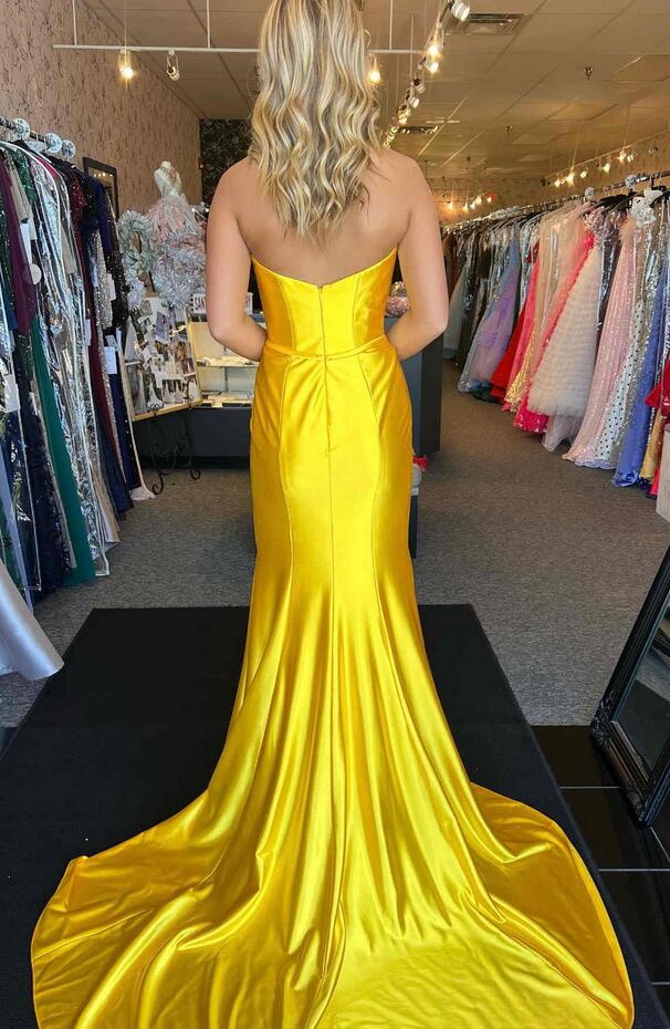 Strapless Pleated Bow Mermaid Prom Dress PC1321