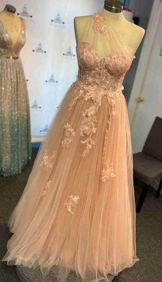 One Shoulder Long Prom Dress with Flowers PC1328