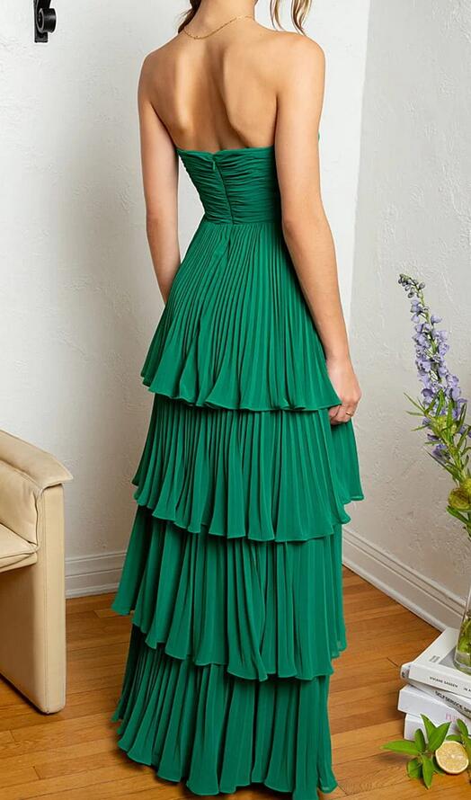 Strapless Long Prom Dress with Ruffle Skirt