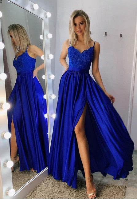 Sexy Royal Blue Prom Dress with Slit, Evening Dress ,Winter Formal Dress, Pageant Dance Dresses, Graduation School Party Gown, PC0164 - Promcoming