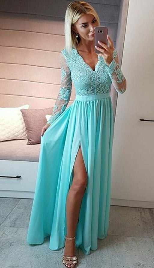Prom Dress with Sleeves, Evening Dress, Winter Formal Dress, Pageant Dance Dresses, Graduation School Party Gown, PC0040 - Promcoming
