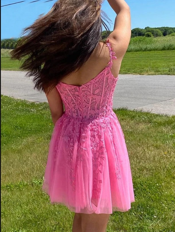 Pink Homecoming Dress, Short Prom Dress ,Winter Formal Dress, Pageant Dance Dresses, Back To School Party Gown, PC0993