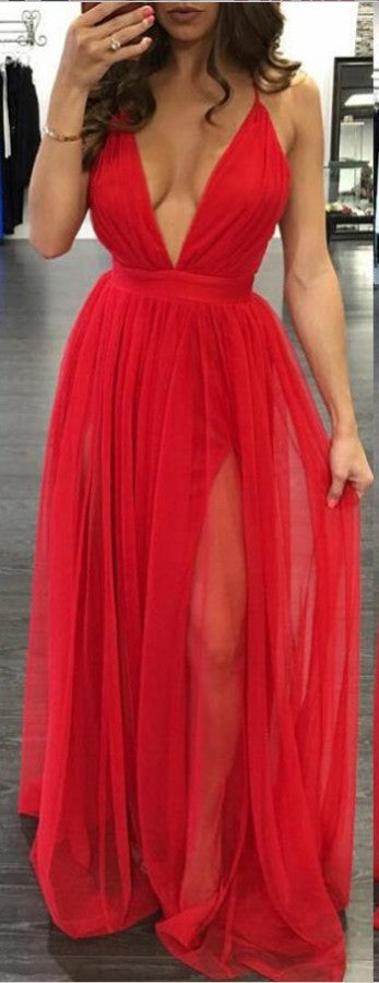 Sexy Prom Dress Slit Skirt, Evening Dress ,Winter Formal Dress, Pageant Dance Dresses, Graduation School Party Gown, PC0108 - Promcoming