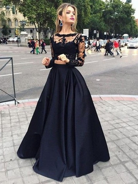 Black Prom Dress Two Pieces, Evening Dress ,Winter Formal Dress, Pageant Dance Dresses, Graduation School Party Gown, PC0265 - Promcoming