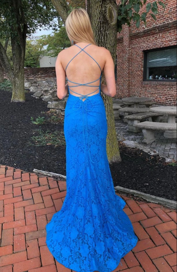 Blue Lace Prom Dress 2020, Evening Dress ,Winter Formal Dress, Pageant Dance Dresses, Graduation School Party Gown, PC0236 - Promcoming