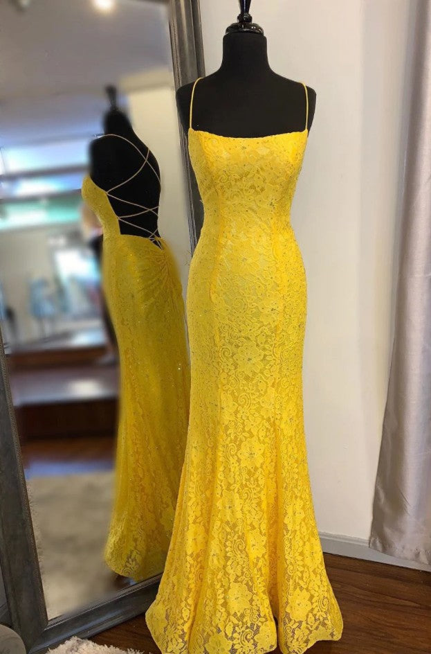 Yellow Lace Prom Dress 2020, Evening Dress ,Winter Formal Dress, Pageant Dance Dresses, Graduation School Party Gown, PC0239 - Promcoming