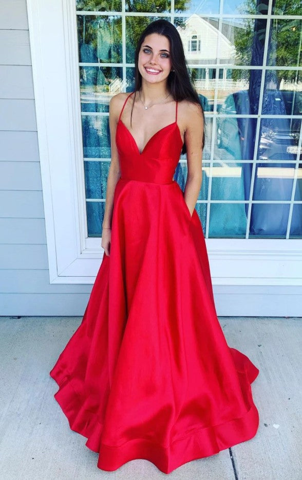 Backless Prom Dress with Pockets, Evening Dress ,Winter Formal Dress, Pageant Dance Dresses, Graduation School Party Gown, PC0240 - Promcoming