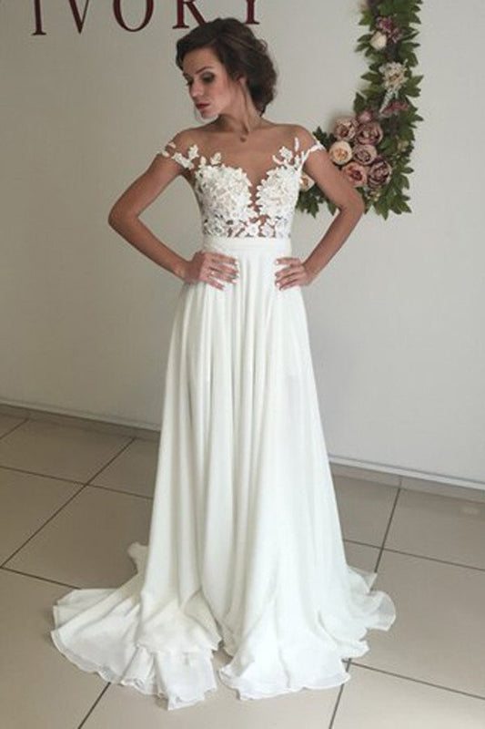 Simple Chiffon Beach Wedding Dress, Bridal Gown ,Dresses For Brides