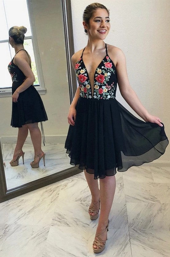 Black Homecoming Dress , Short Prom Dress ,Formal Dress, Pageant Dance Dresses, Back To School Party Gown, PC0834