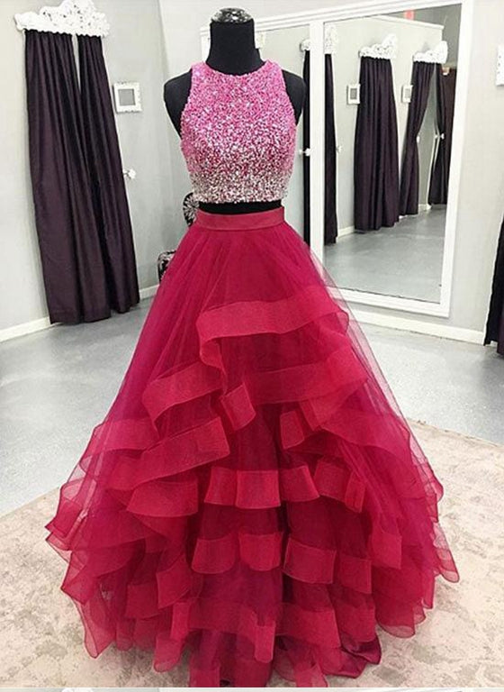 Two Pieces Prom Dress , Evening Dress, Pageant Dance Dresses, Graduation School Party Gown, PC0026 - Promcoming