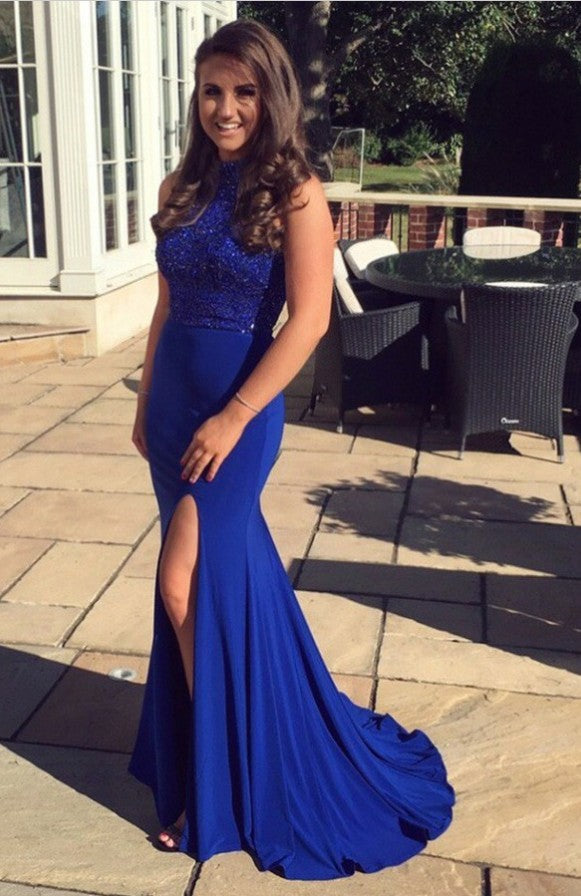 Royal Blue Prom Dress with Slit, Evening Dress ,Winter Formal Dress, Pageant Dance Dresses, Graduation School Party Gown, PC0119 - Promcoming