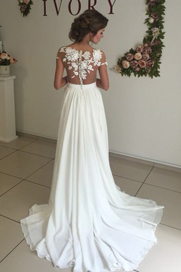Simple Chiffon Beach Wedding Dress, Bridal Gown ,Dresses For Brides