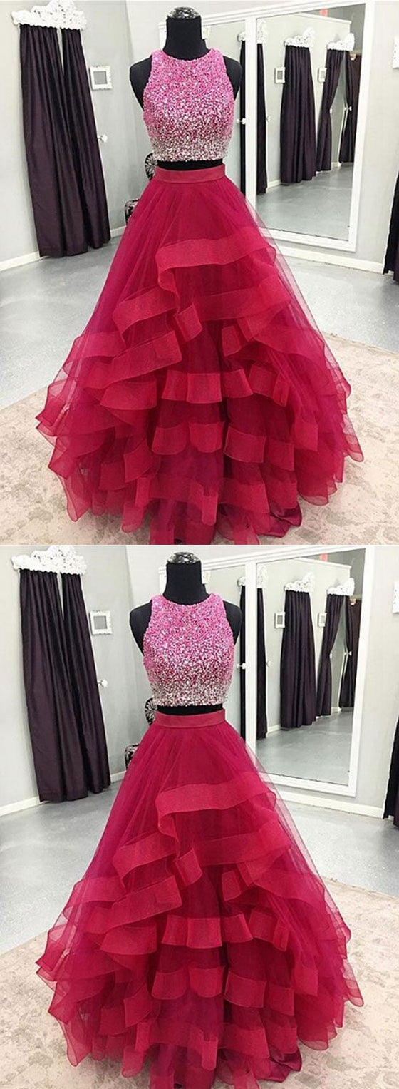 Two Pieces Prom Dress , Evening Dress, Pageant Dance Dresses, Graduation School Party Gown, PC0026 - Promcoming