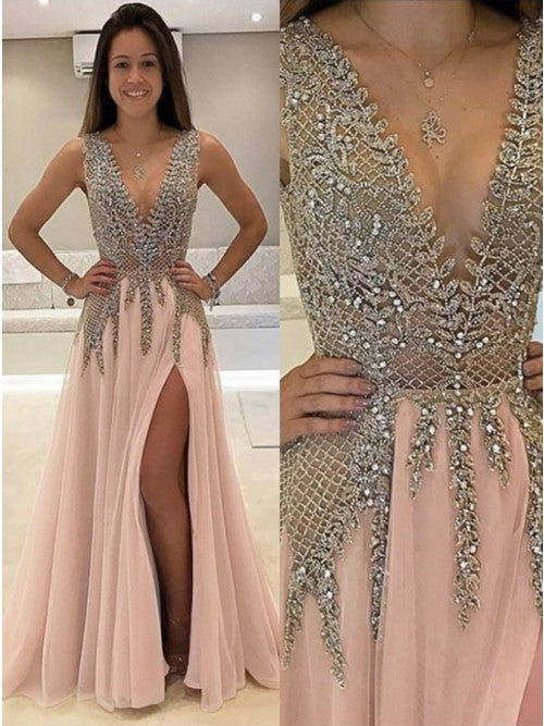 New Style Prom Dress with Slit, Evening Dress ,Winter Formal Dress, Pageant Dance Dresses, Graduation School Party Gown, PC0293 - Promcoming