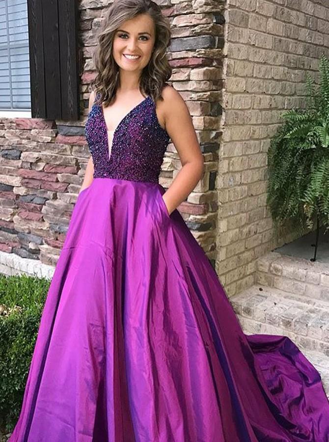 Affordable Prom Dress with Pockets, Evening Dress ,Winter Formal Dress, Pageant Dance Dresses, Graduation School Party Gown, PC0295 - Promcoming
