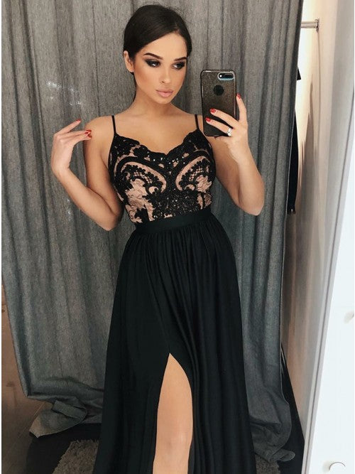 Black Prom Dress with Slit, Evening Dress ,Winter Formal Dress, Pageant Dance Dresses, Graduation School Party Gown, PC0298 - Promcoming
