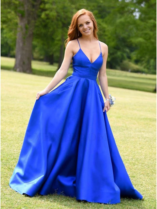 Royal Blue Satin Prom Dress Long,  Formal Ball Dress, Evening Dress, Dance Dresses, School Party Gown, PC0962