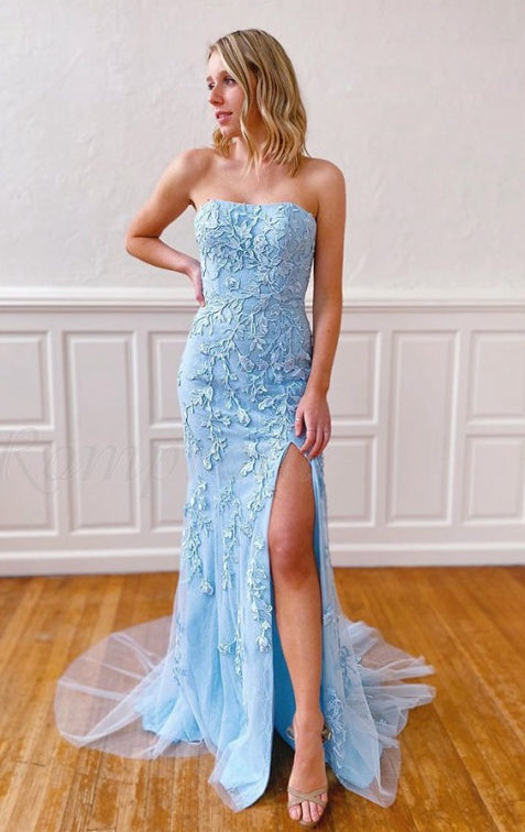 Lace Prom Dress with Slit, Evening Dress, Special Occasion Dress, Formal Dress, Graduation School Party Gown, PC0526 - Promcoming