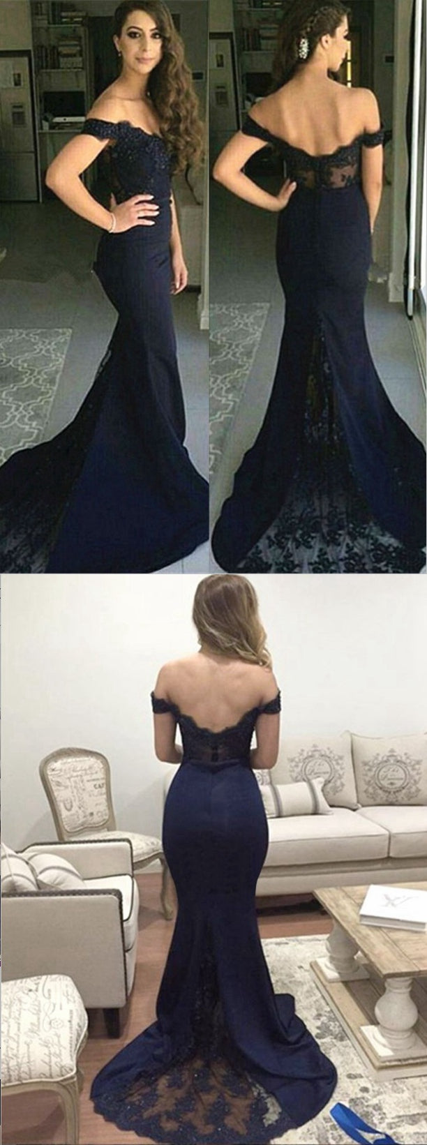 Navy Prom Dress, Mermaid Bridesmaid Dresses ,Evening Dress ,Winter Formal Dress, Pageant Dance Dresses, Graduation School Party Gown, PC0111 - Promcoming