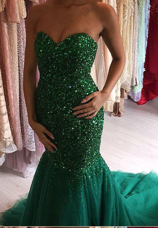Green Mermaid Prom Dress, Prom Dresses, Evening Dress, Dance Dress, Graduation School Party Gown, PC0384 - Promcoming