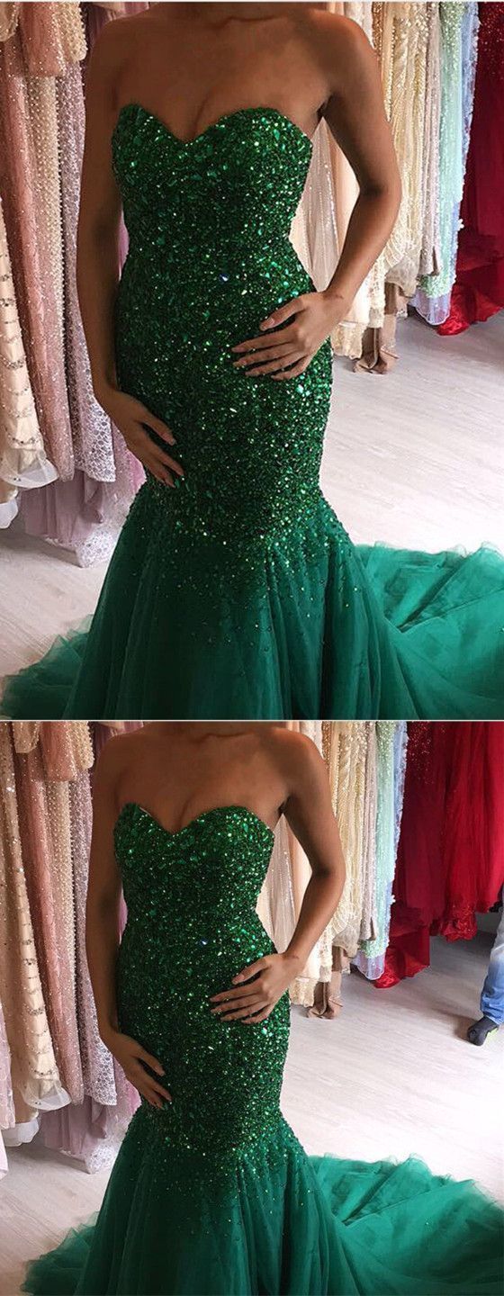Green Mermaid Prom Dress, Prom Dresses, Evening Dress, Dance Dress, Graduation School Party Gown, PC0384 - Promcoming